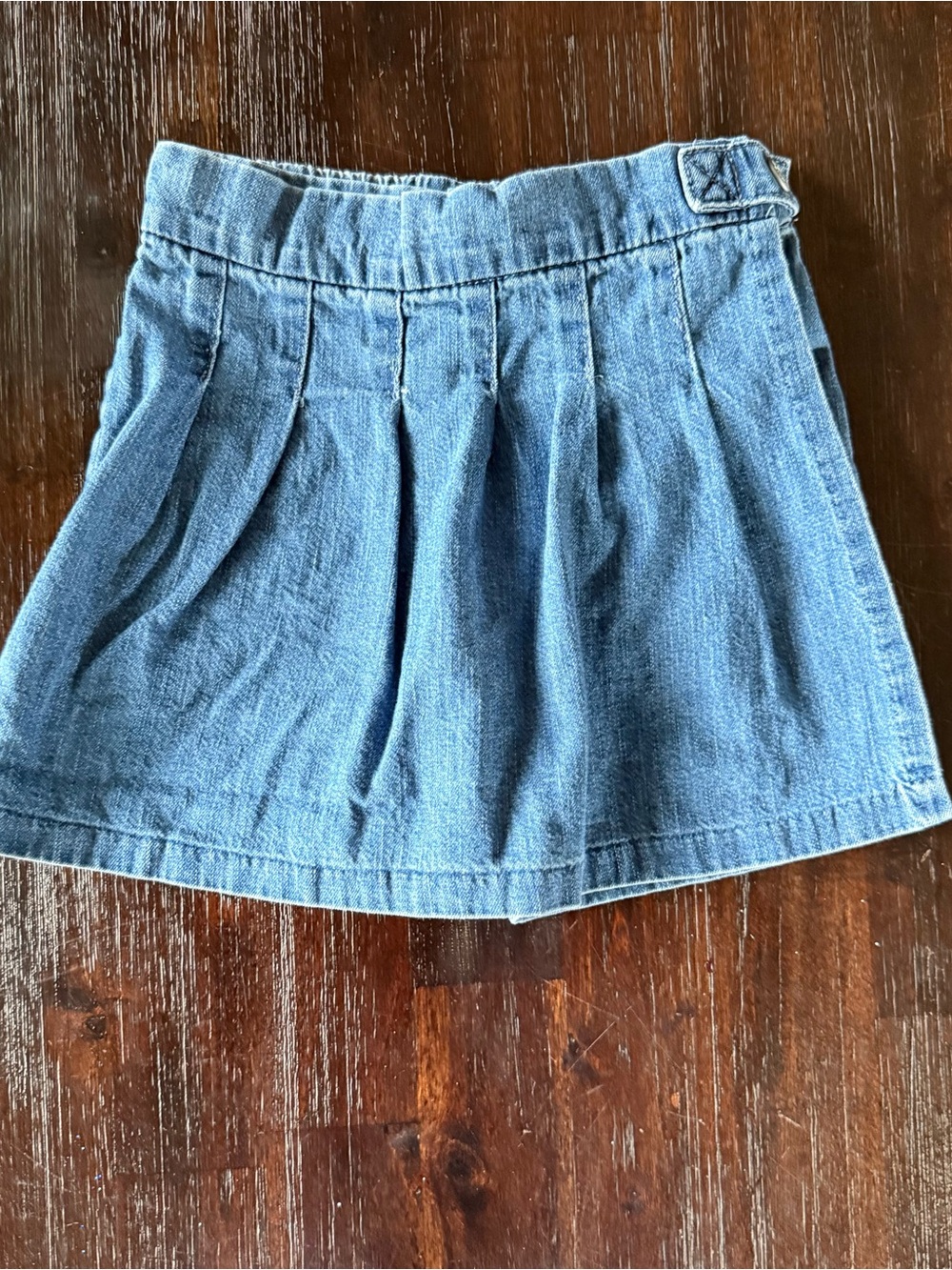 Blue Denim Pleated Mini Skort